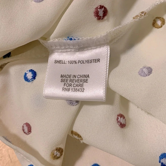 MODCLOTH Semi Sheer with Embroidered Multi Color‎ Polka Dots Long Sleeve Blouse - Picture 8 of 10